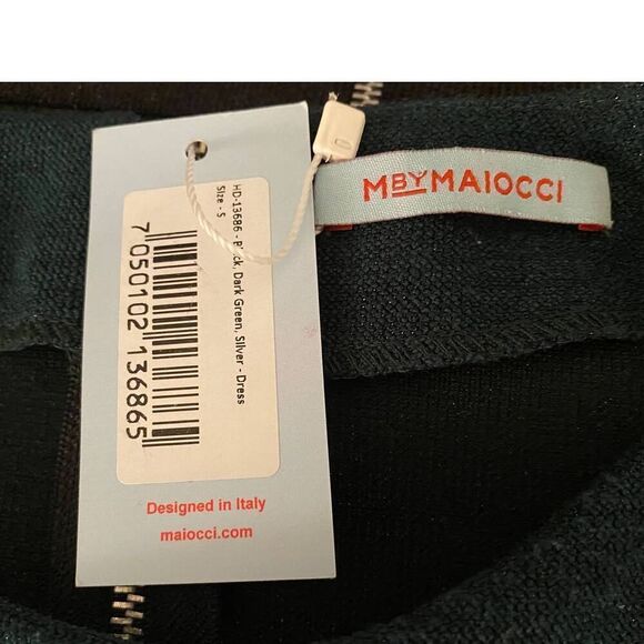 NWT M by MAIOCCI Sheath Dress Exposed Zipped Metallic Silver Sheen S - Picture 9 of 9